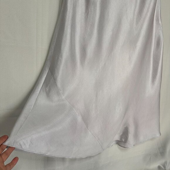 90s Vintage De LARU Silver Light Pink Iridescent Sleeveless Maxi Dress Size 14 - Picture 6 of 15